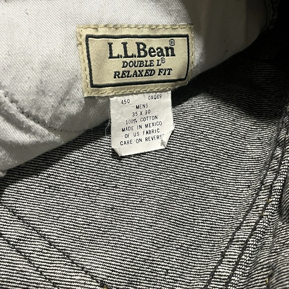 VTG LL Bean Jeans Mens 35x30 Dark Wash Denim Double L Relaxed Fit Straight Leg